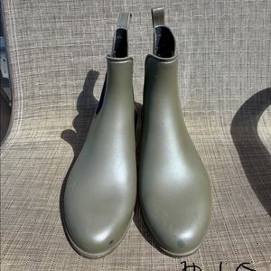 Army green rain boots